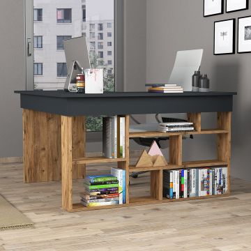 Birou Theos, Antracit - Pin atlantic, 120x40x72 cm - Antracit - Natural