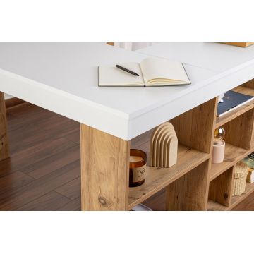 Birou Vesper, Alb - Pin atlantic, 130x120x72 cm - Alb - Natural