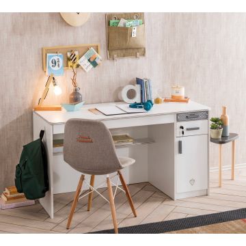 Birou White Wide, Multicolor, 138x58x75 cm - Alb - Multicolor