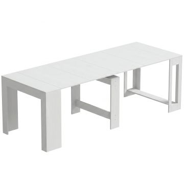 HOMCOM Masă Extensibilă Convertibilă în Consolă pentru 10 Persoane, PAL, Oțel, 240 x 90 x 78 cm, Alb | Aosom Romania