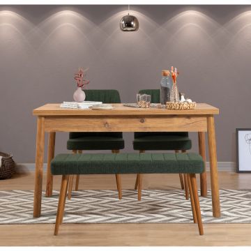 Masă cu scaune 4 bucăți Costa Atlantice, Pin atlantic - Verde, 120x75x77 cm - Natural - Verde