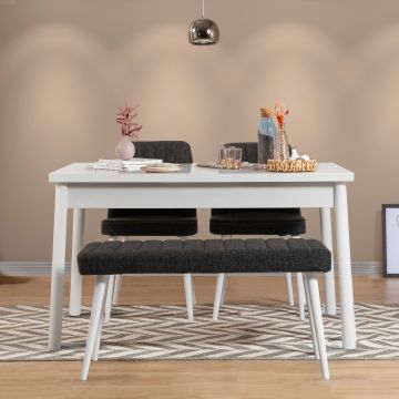 Masă cu scaune 4 bucăți Costa White, Alb - Antracit, 120x75x77 cm - Alb - Antracit