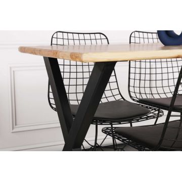 Masă cu scaune 5 bucăți Alvesta, Natur - Negru, 125x66x77 cm - Natural - Negru