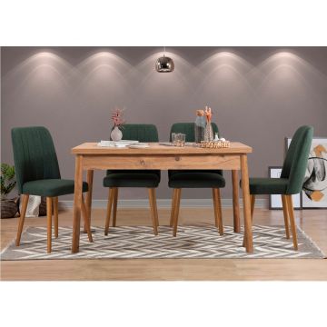 Masă cu scaune 5 bucăți Costa Atlantice, Pin atlantic - Verde, 120x75x77 cm - Natural - Verde