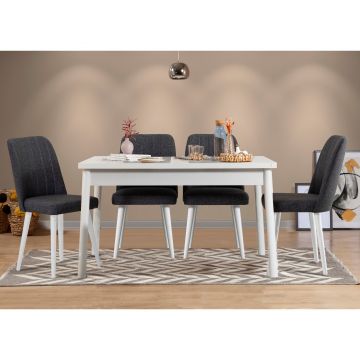 Masă cu scaune 5 bucăți Costa White, Alb - Antracit, 120x75x77 cm - Alb - Antracit