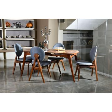 Masă cu scaune 5 bucăți Touch lemn, Diverse culori, 47x45x92 cm - Nuc - Gri