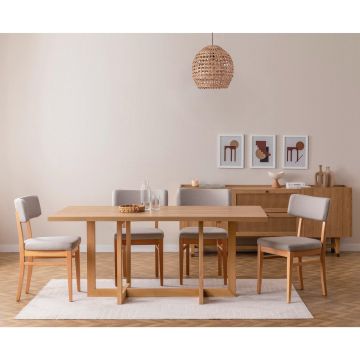 Masă cu scaune Madison Set, Stejar, Diverse configurații, Diverse dimensiuni - 6 bucăți / 47x45x86 cm