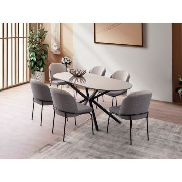 Masă dining Aura - 3011, Moca deschis, 180x90x79 cm - Maro
