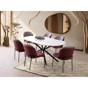 Masă dining Aura - 3012, Alb, 180x90x79 cm - Alb