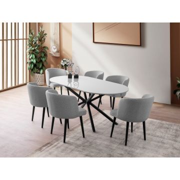 Masă dining Aura - 3013, Gri deschis, 180x90x79 cm - Gri