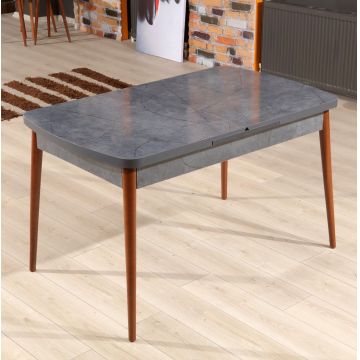 Masă dining extensibilă Aris, Antracit - Nuc, 132x77x79 cm - Antracit - Nuc