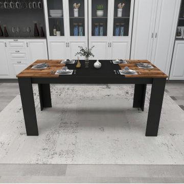 Masă dining Line, Light walnut - Negru, 160x80x77 cm - Nuc - Negru