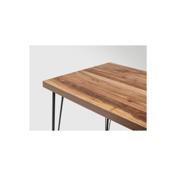 Masă dining Nmsymktktbl001, Stejar - Negru, 120x60x72 cm - Stejar - Negru