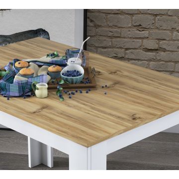 Masă dining T1 - 1525, Stejar - Alb, 110x72x74 cm - Stejar - Alb