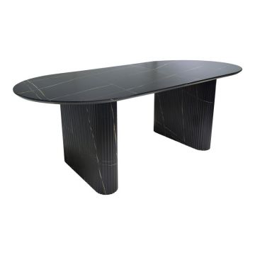 Masă Nembou, negru/auriu, 210x100x76 cm