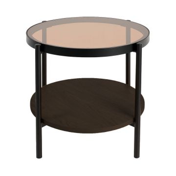 Măsuță auxiliară rotundă cu blat din sticlă ø 48 cm Hassel – Unique Furniture