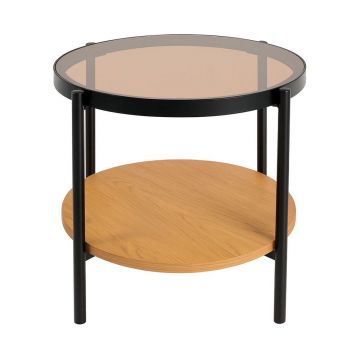 Măsuță auxiliară rotundă cu blat din sticlă ø 48 cm Hassel – Unique Furniture