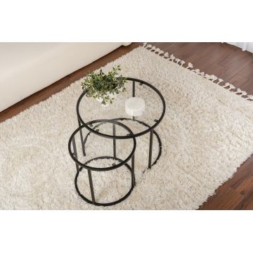 Măsuță de cafea Aurum - 60, 42, Diverse culori, Diverse dimensiuni - Negru - Transparent / 42x42x39 cm