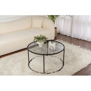 Măsuță de cafea Black-Grey-80, Negru, 80x80x43 cm - Negru - Gri