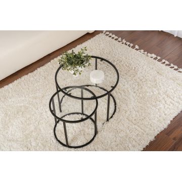 Măsuță de cafea Black-Transparent-60-42, Negru, 60x60x43 cm - Negru - Transparent