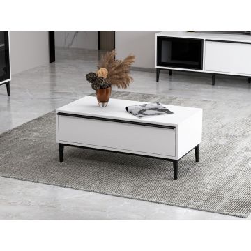 Măsuță de cafea Elevate, Alb, 90x45x40 cm - Alb