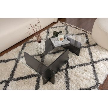Măsuță de cafea Flavio - Wooden Black, Wood black, 105x65x30 cm - Negru
