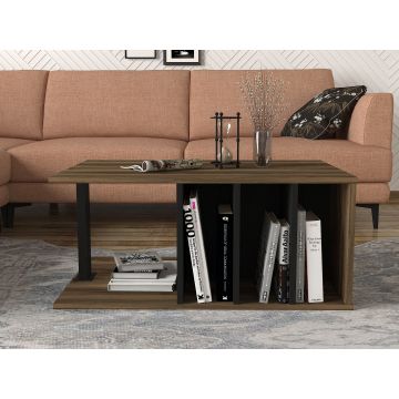Măsuță de cafea Hilda, Nuc - Negru, 90x60x40 cm - Nuc - Negru