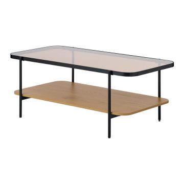 Măsuță de cafea în culoare naturală cu blat din sticlă 60x120 cm Hassel – Unique Furniture