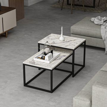 Măsuță de cafea Leka, Freesia marble, 72x45x37 cm - Gri