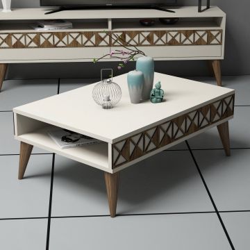 Măsuță de cafea Line, Diverse culori, 90x60x35 cm - Crem
