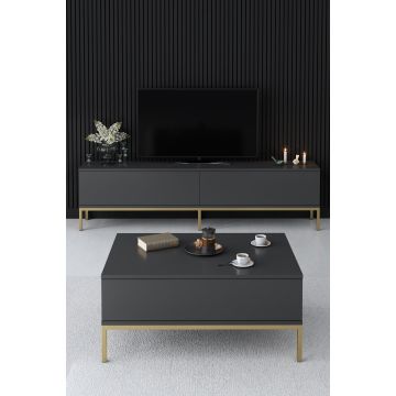 Măsuță de cafea Lord, Diverse culori, 90x60x40 cm - Antracit - Auriu