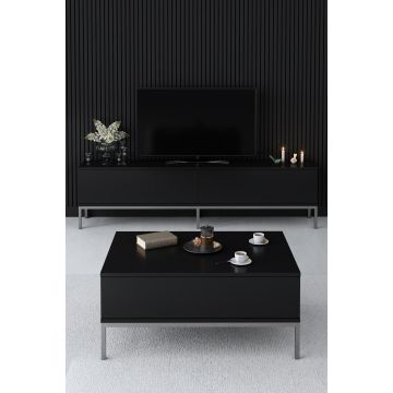 Măsuță de cafea Lord, Diverse culori, 90x60x40 cm - Negru - Argintiu