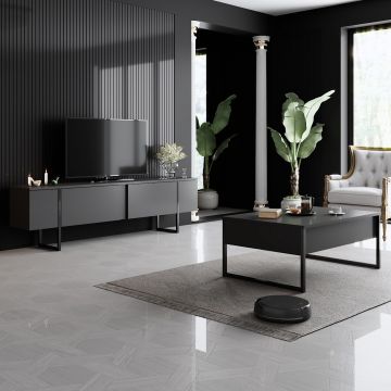 Măsuță de cafea Luxe, Diverse culori, 90x60x40 cm - Antracit - Negru
