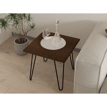 Măsuță de cafea Mahic, Nuc - Negru, 50x50x43 cm - Nuc - Negru