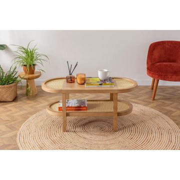 Măsuță de cafea Nala 42, Natur, 91x36x42 cm - Natural