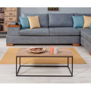 Măsuță de cafea Quantum Media, Pin atlantic - Negru, 95x45x34 cm - Natural - Negru