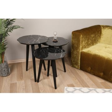 Set 3 măsuțe de cafea Forga, Negru, 41x39x47 cm - Negru