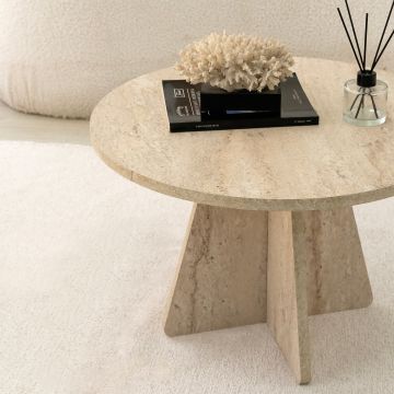 Set de măsuțe de cafea Mushroom, Diverse culori, Diverse configurații, Diverse dimensiuni - Travertin / Standard / Ø60x40 cm