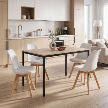 Set masa si scaune dining, 5 buc, Gaston Faragio, Pako, Negru 120x75x75 cm