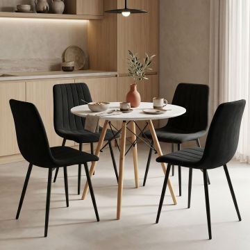 Set masa si scaune dining, 5 buc, Julita Noor, Pako, Alb 80x80x73 cm