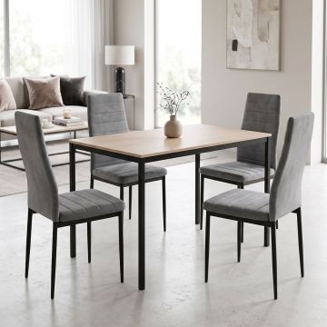 Set masa si scaune dining, 5 buc, Parker Faragio, Pako, Gri 120x75x75 cm