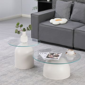 Set masute de cafea, 2 buc, Barel, Pako, Alb 70x70x43 cm