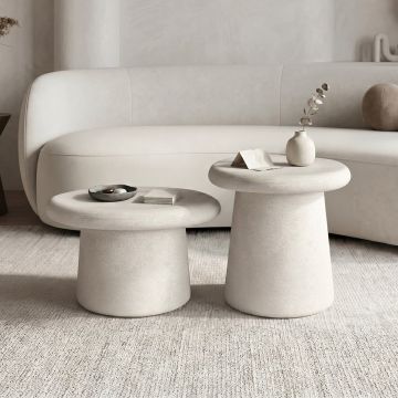 Set masute de cafea, 2 buc, Herona, Pako, Alb 60x60x40 cm