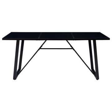 vidaXL Masă de bucătărie, negru, 180 x 90 x 75 cm, sticlă securizată