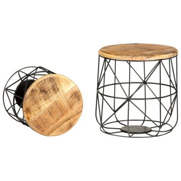 vidaXL Măsuțe de cafea, 2 buc., lemn masiv de mango