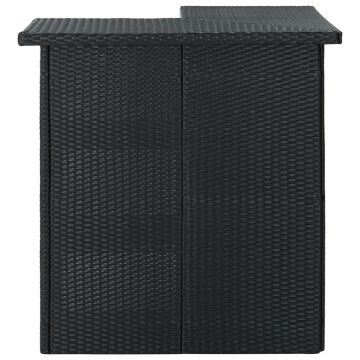 vidaXL Masă de bar colțar, negru, 100 x 50 x 105 cm, poliratan