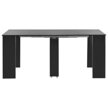 vidaXL Masă de bucătărie extensibilă, negru extralucios, 175x90x75 cm vidaXL Masă de bucătărie extensibilă, negru extralucios, 175x90x75 cm