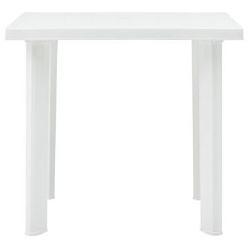 vidaXL Masă de grădină, alb, 80 x 75 x 72 cm, plastic