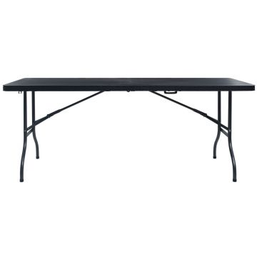 vidaXL Masă grădină pliabilă, negru, 180x75x72 cm, HDPE imitație ratan