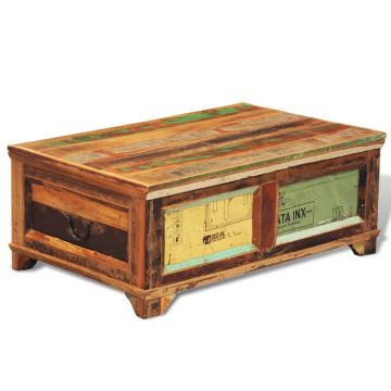 vidaXL Măsuță de cafea cu spațiu depozitare, vintage, lemn reciclat vidaXL Măsuță de cafea cu spațiu depozitare, vintage, lemn reciclat